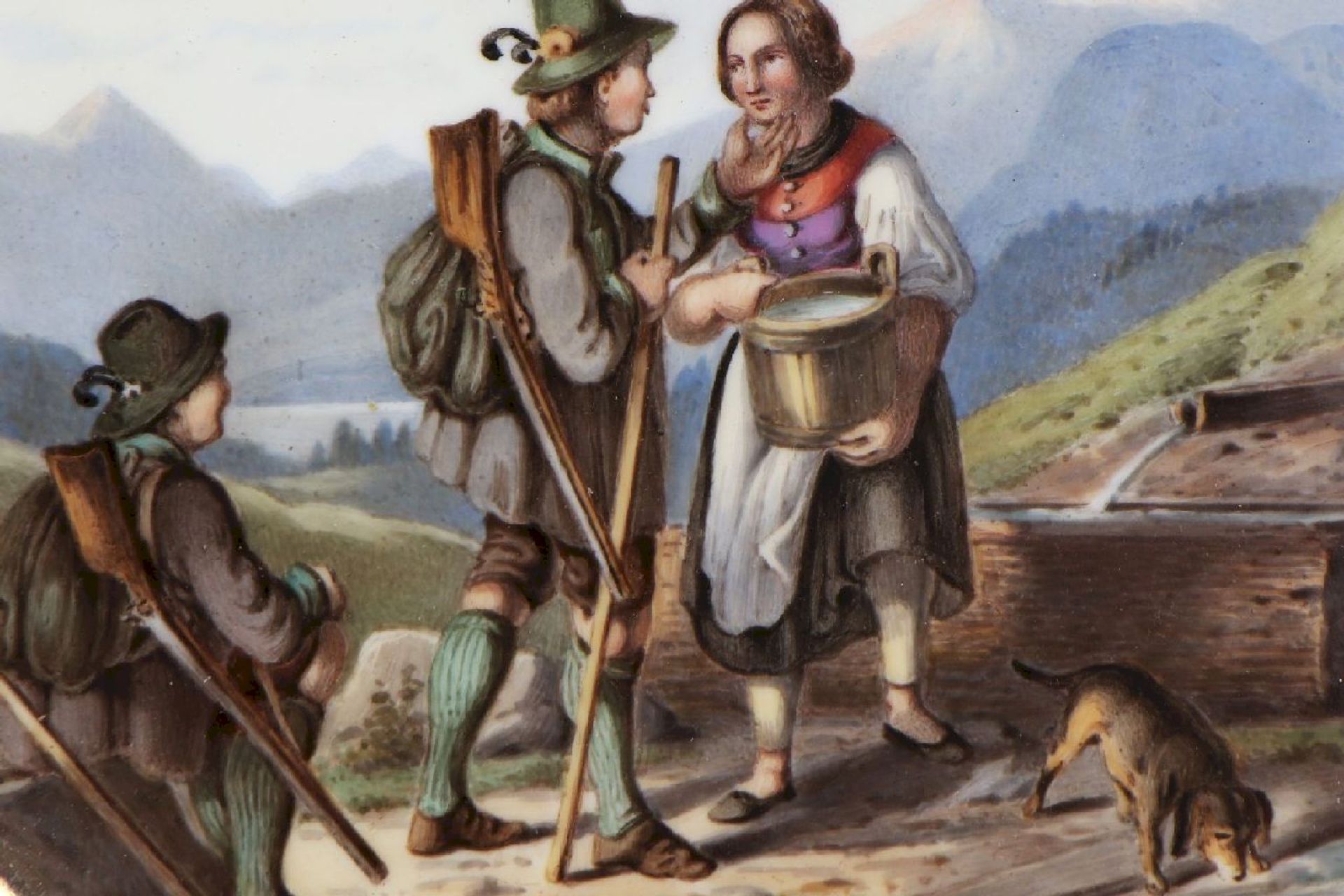 Biedermeier Zierteller mit Tiroler-Motivik - Bild 2 aus 4