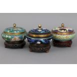 3 asiatische Cloisonné Deckeldosen