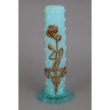 Jugendstil Glas-Vase mit Metall-Montur