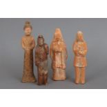 4 chinesische Grabwächter-Figuren der Tang Dynastie (618-906)