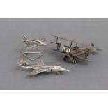 3 Silber Flugzeugmodelle