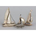3 Silber Segelboot Modelle