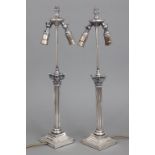 Paar Tischlampen-Füße in Form korinthischer Säulen