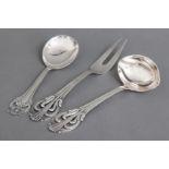 3 Teile Silber Vorlegebesteck mit Jugendstil Ornamentik