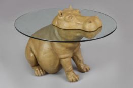 Beistelltisch mit Figur eines Nilpferds (Hippopotamus)