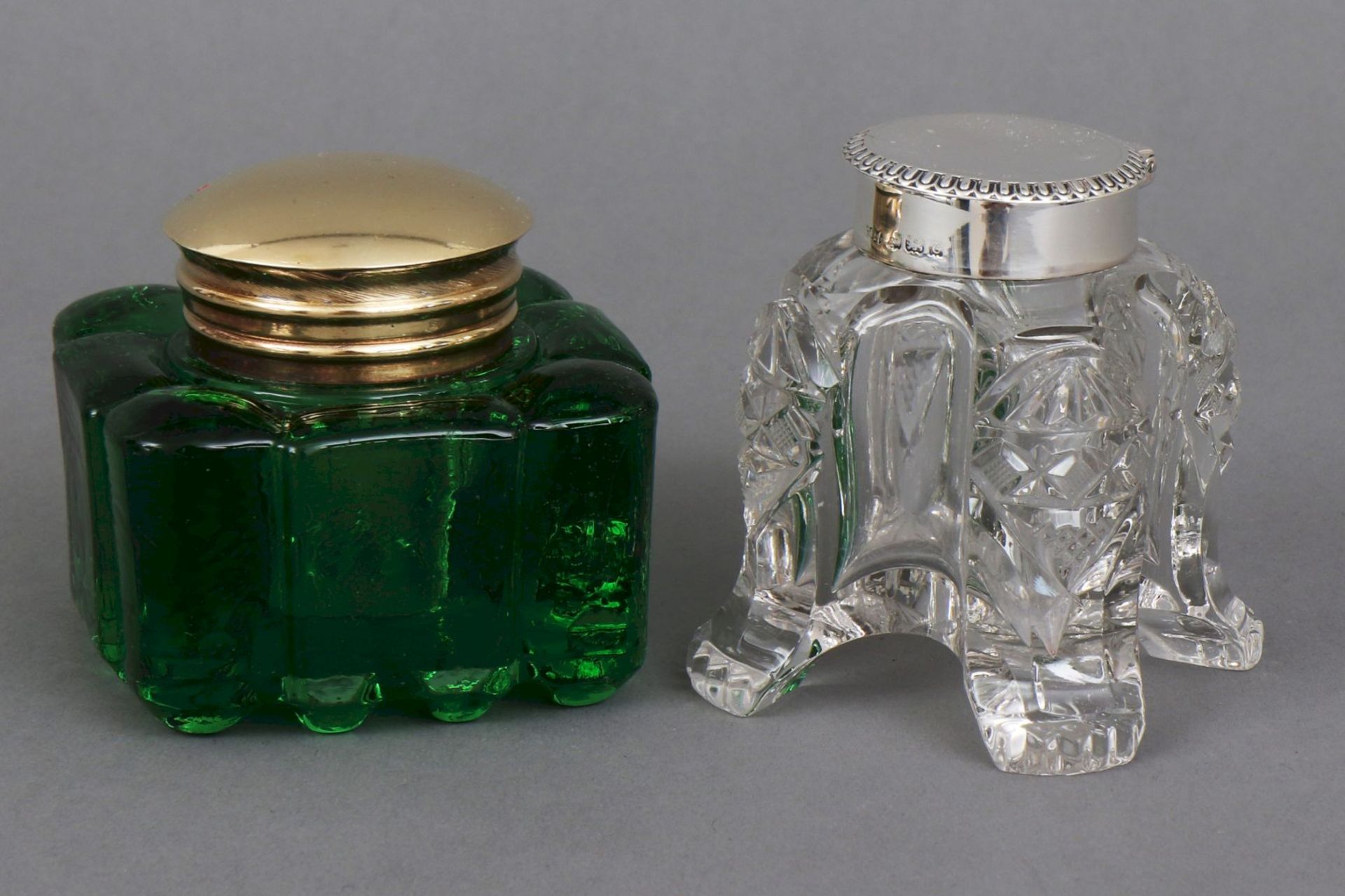 2 Kristall Tintenfässer des 19. Jahrhunderts