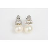 Paar Ohrstecker mit Perlen und Diamantbesatz im Art déco-Stil