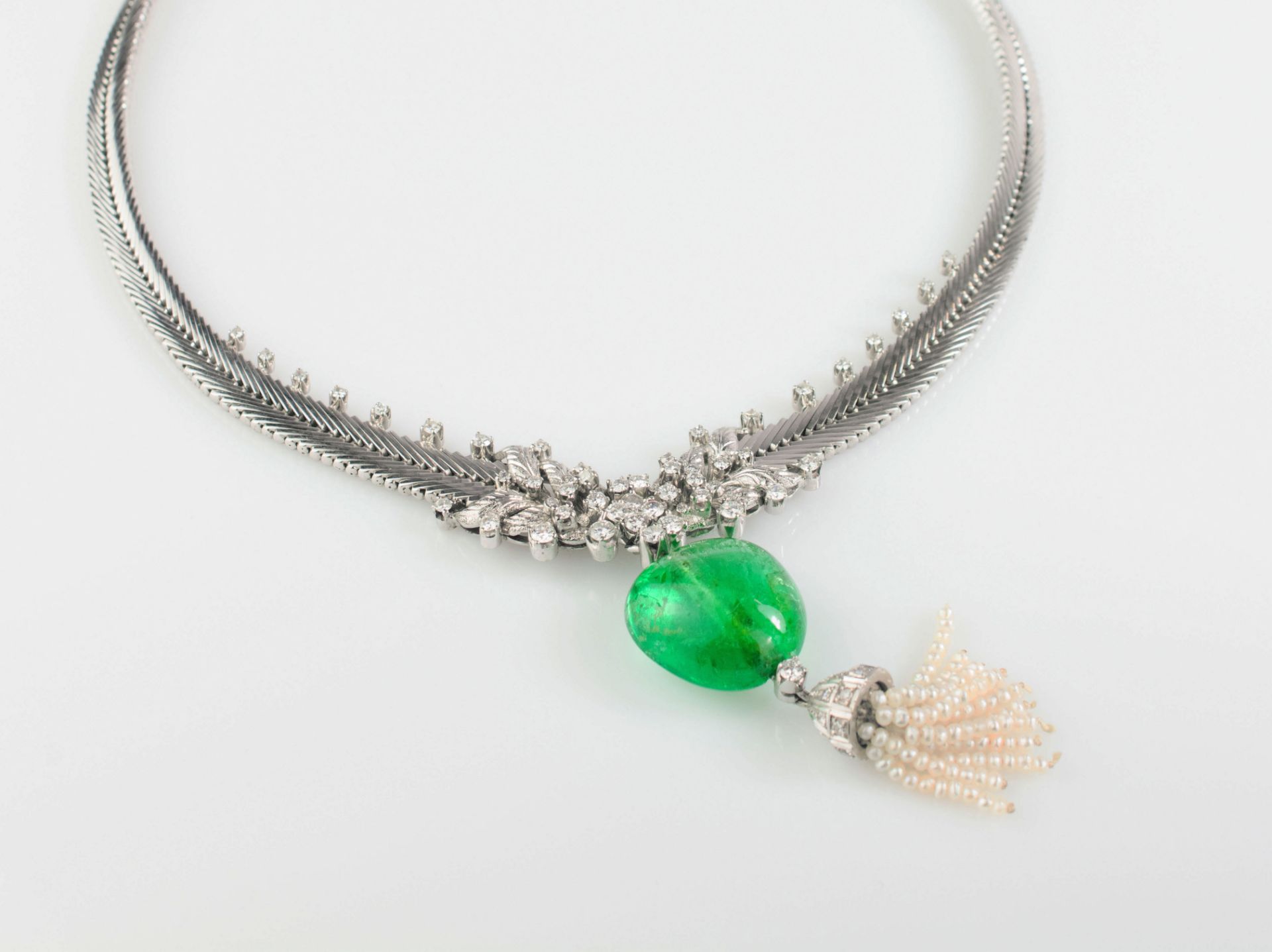 Collier mit Smaragd und Flussperlen - Image 4 of 5