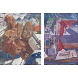Paar Gemälde mit historischen Motiven