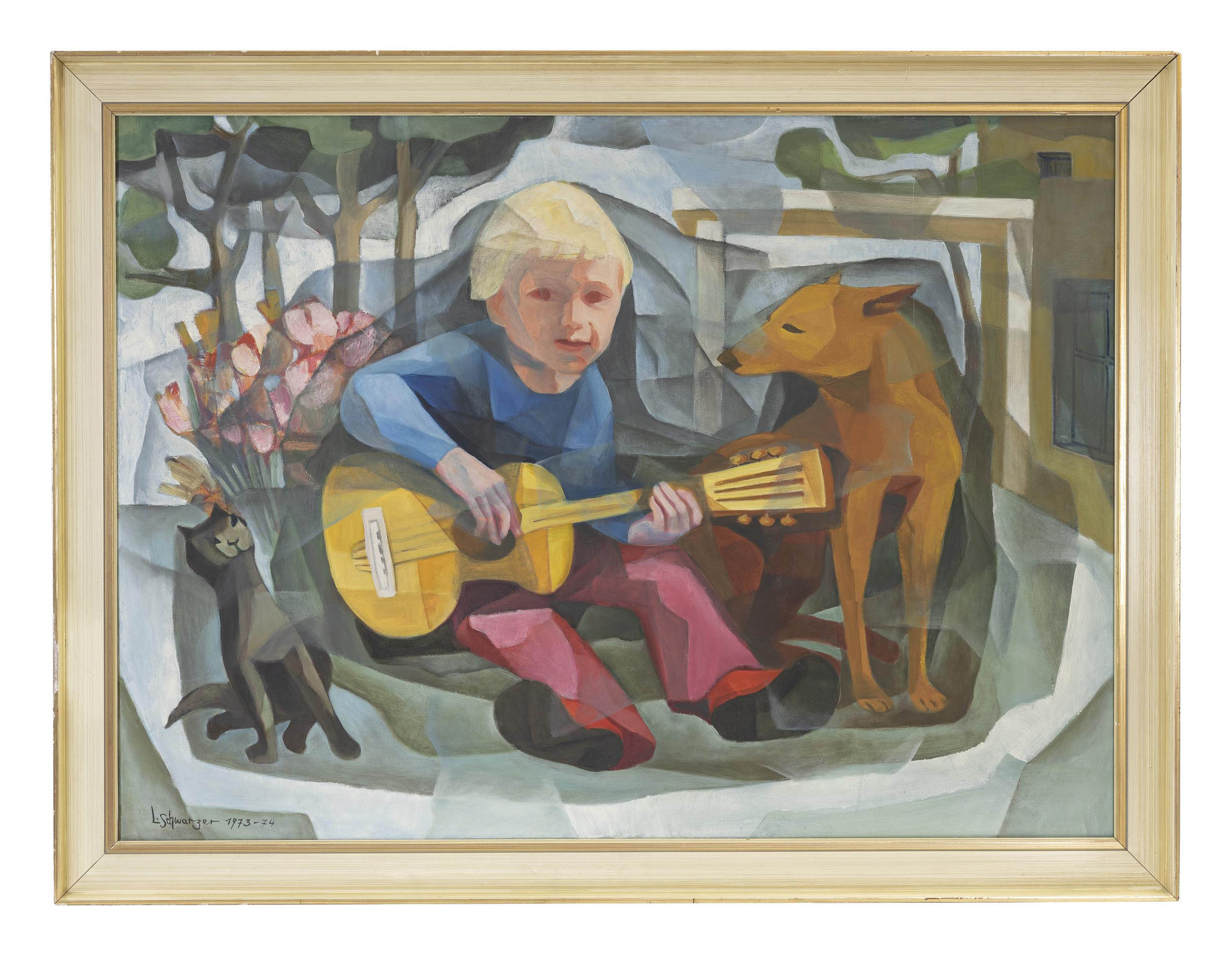 Junge mit Gitarre, Katze und Hund - Image 2 of 3