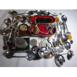 Collection of costume jewellery, coins, spoons etc.