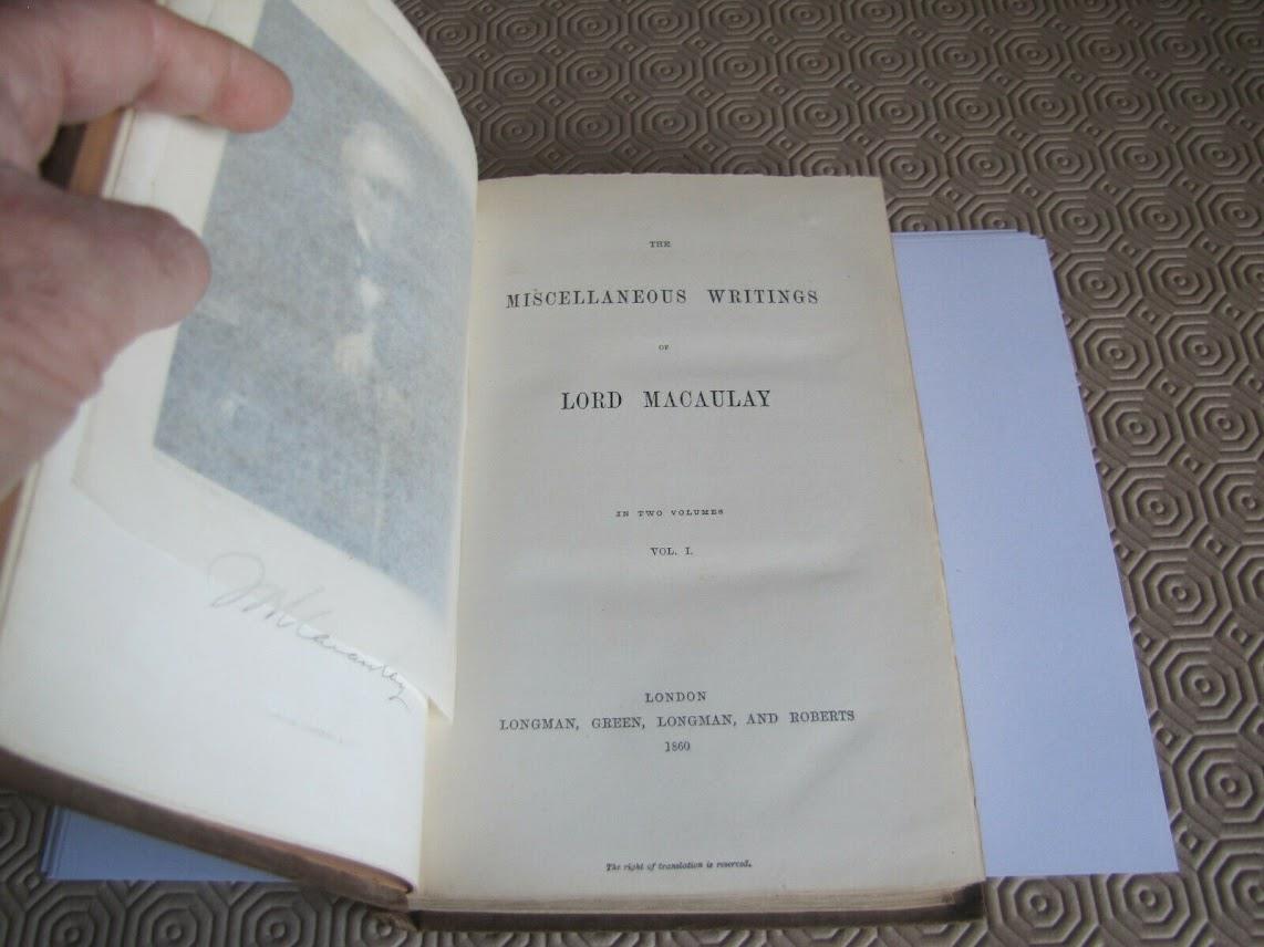 1860 The Miscellaneous Writings of Lord Macaulay Vol I & II. - Image 3 of 4