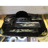Oriental Lacquered Dressing Table Set.