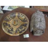 Oriental Stoneware Bust and Tray.