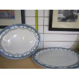 Pair of Blue and White Meat Plates.