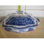 Blue and White Pottery Tureen.