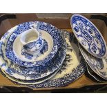Assorted Blue and White Pottery.