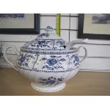 2 X Blue and White Teapots, Tureen.