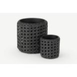 Pair of Contemporary Woven Poly rattan Planters.