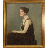 Wislicenus, Hans (Weimar 1864 - 1939 Berlin), Portrait einer sitzenden jungen Frau im eleganten