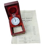 Poljot Beobachtungs-Taschenuhr im Mahagonikasten, 1. Moskauer Uhrenfabrik, 1990er Jahre,