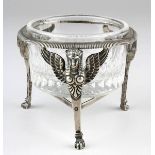 Klassizismus Silber-Saliere, Paris 1798-1809, runde durchbrochen gearbeitete Silbermontur mit