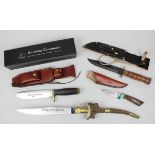 Konvolut 4 Jagdmesser, bestehend aus: Carl Schlieper Pioneer Classic, Silver Collection, L 19 cm,