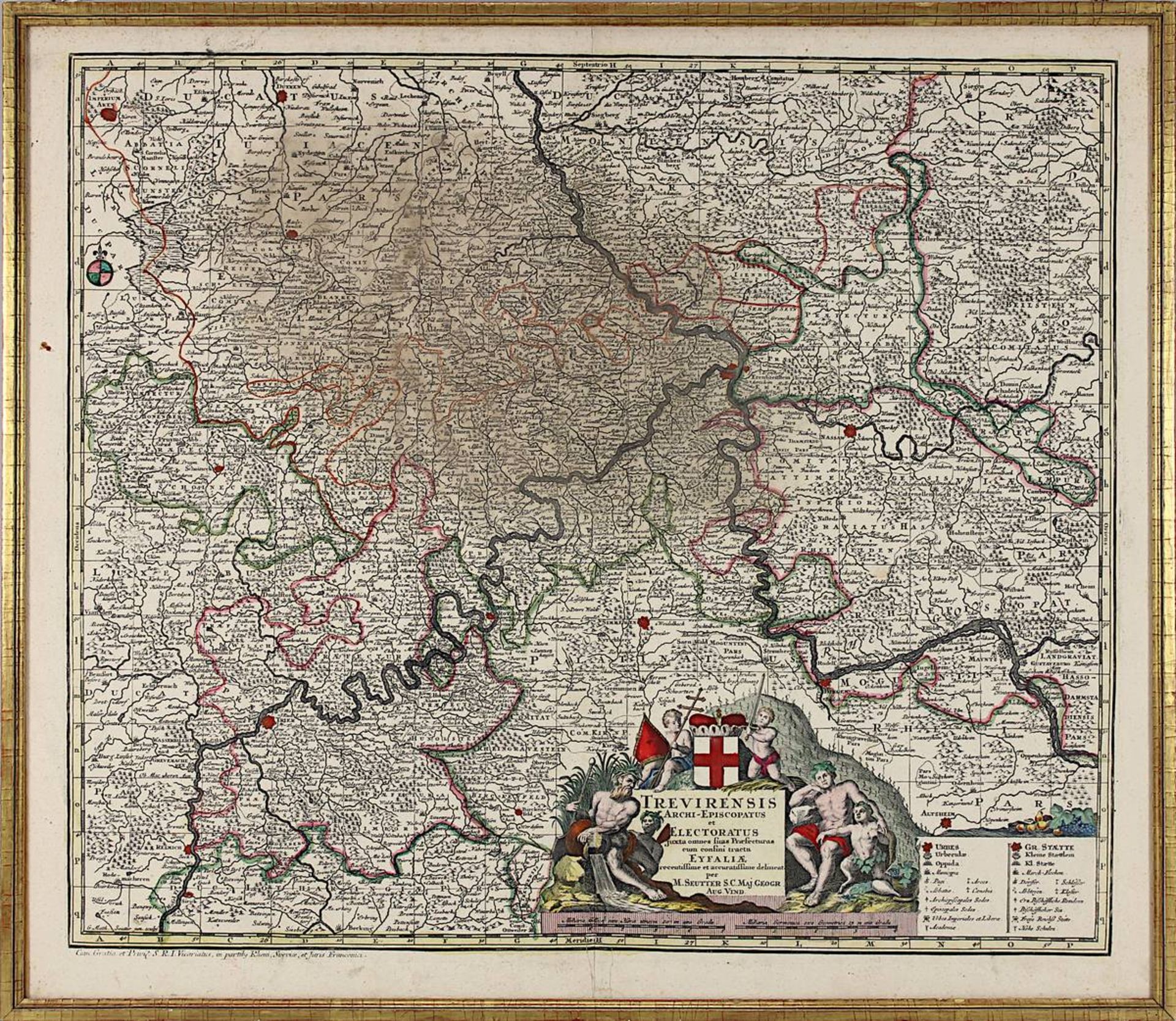 "Trevirensis Archi - Episcopatus ...", kolorierte Kupferstichkarte, Augsburg M. 18. Jh., von