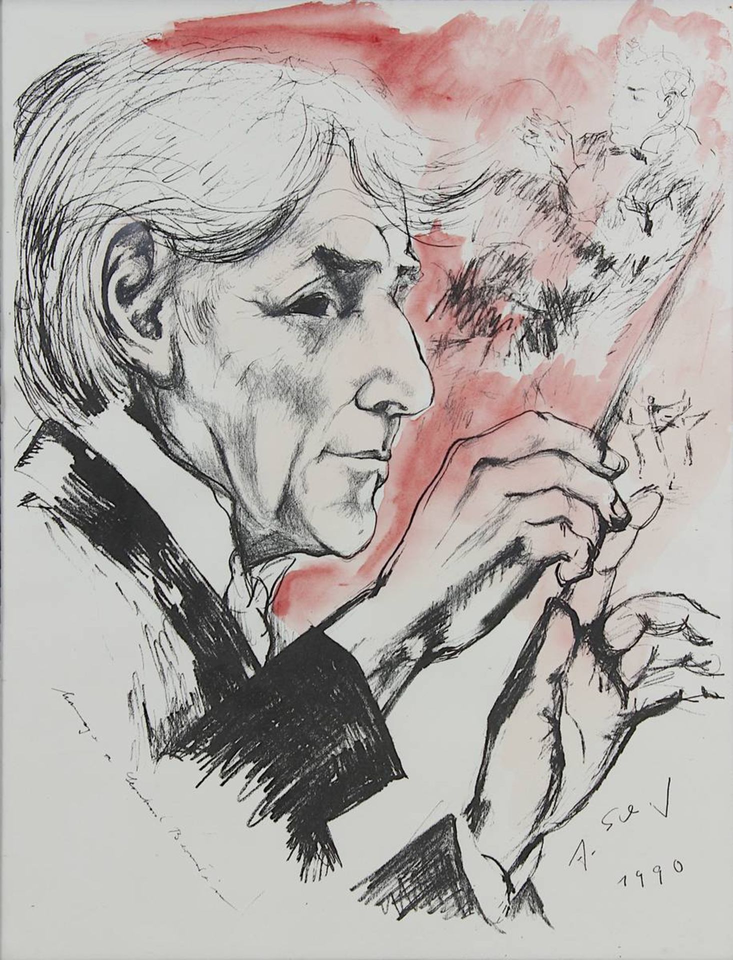 Schröder, Hans (Saarbrücken 1930 - 2010 Saarbrücken), Portrait des Dirigenten und Komponisten - Image 2 of 2