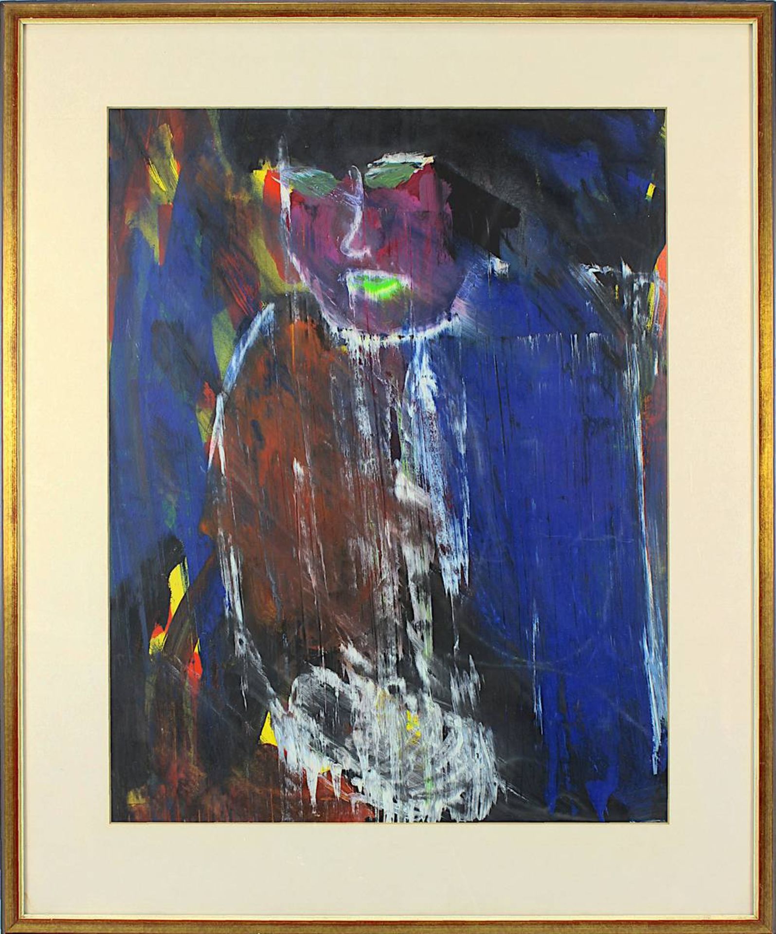 Zeitgenössischer, wohl luxemburger Künstler, Halbfigur mit grünen Augen, Gouache, re. unt.