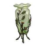 Loetz Jugendstil-Vase mit Bronzemontur, Johann Loetz/Witwe, Klostermühle, Böhmen um 1900, Dekor