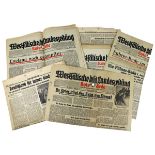 Neun Zeitungen bzw. Zeitungsauschnitte, Deutsches Reich 1933 - 1945, Zeitungen aus den Jahren 1941
