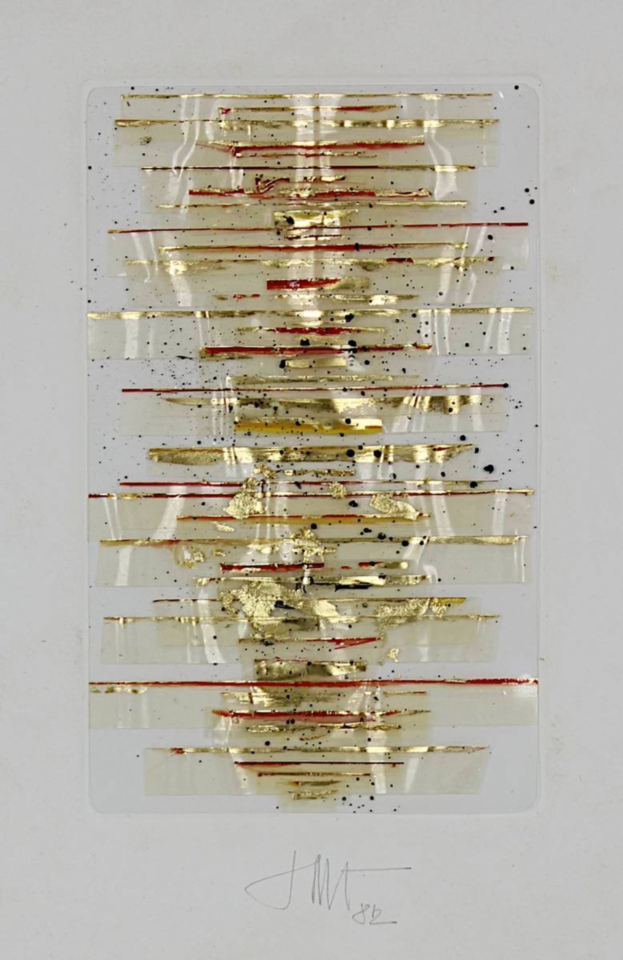 Saro, Wolfram Eberhard (Hagen 1925 - 2004 Worpswede), Triptychon, ohne Titel, Collage mit Blattgold, - Image 7 of 7
