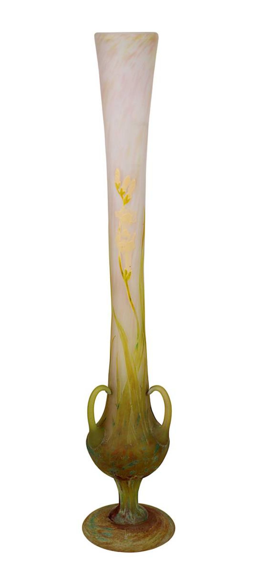 Daum Jugendstil-Vase Freesias, Nancy 1910 - 12, Entwurf wohl Henry Bergér, Luxusglas-Serie, Modell