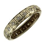 Weißgold-Memory-Ring, deutsch um 1950, Weißgold 750, nicht gepunzt, geprüft, besetzt mit 20