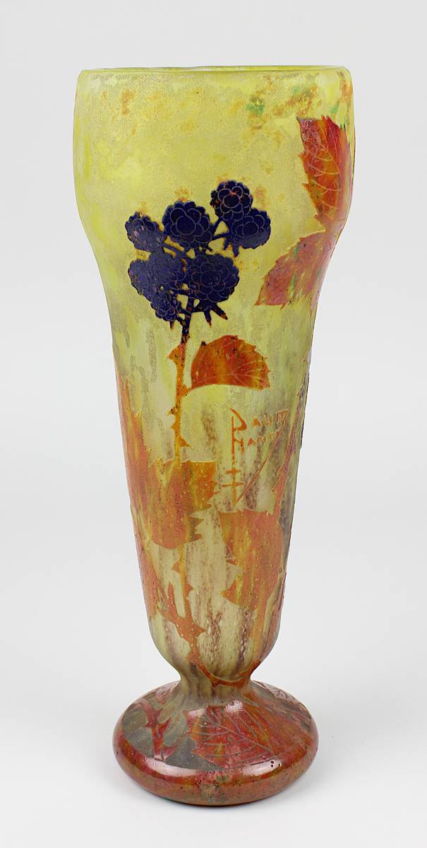 Daum Jugendstil-Vase mit Brombeerdekor, Nancy um 1909, Entwurf Henri Bergé (1870-1937), kelchförmige - Image 3 of 6