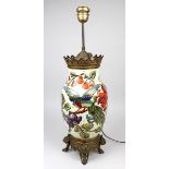 Keramik-Lampenfuß in Metallmontur, Frankreich um 1880, nach asiatischem Vorbild, Keramik heller