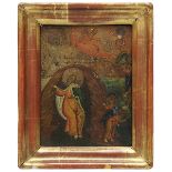 Ikone Vita und Himmelfahrt des Elias, Russland 19. Jh., Tempera auf Holz, 17,5 x 14,5 cm, kleine