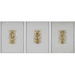 Saro, Wolfram Eberhard (Hagen 1925 - 2004 Worpswede), Triptychon, ohne Titel, Collage mit Blattgold,