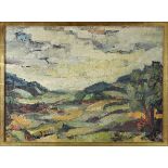 Landschaftsmaler 20. Jh., Hügellandschaft, wohl in der Pfalz, Öl auf Karton, 48 x 66 cm, minimale