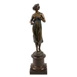 Lindenberg, Max (Riga/Lettland 1873-1910), Junge Dame mit entblößter Brust, Bronzeskulptur stehend