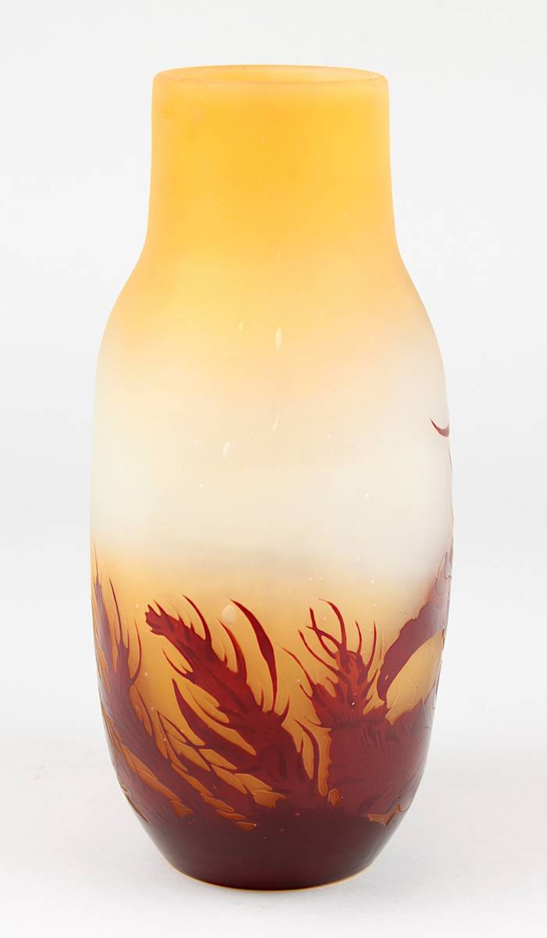 Gallé Jugendstil-Vase mit Seetang-Dekor, Nancy um 1920, Klarglaskorpus, innen mit orangefarbenem - Image 2 of 5