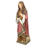 Heilige Maria Magdalena, wohl Frankreich um 1880/90, Holz geschnitzt u. farbig gefasst, stehende