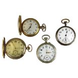 Vier Taschenuhren, 20. Jh., alle mit mechanischem Werk u. Kronenaufzug: Taschenuhr um 1910/20,