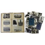 Postkarten-Album meist WK I, ca. 155 Fotos und Fotokarten, dazu ein Militärpass WK I,