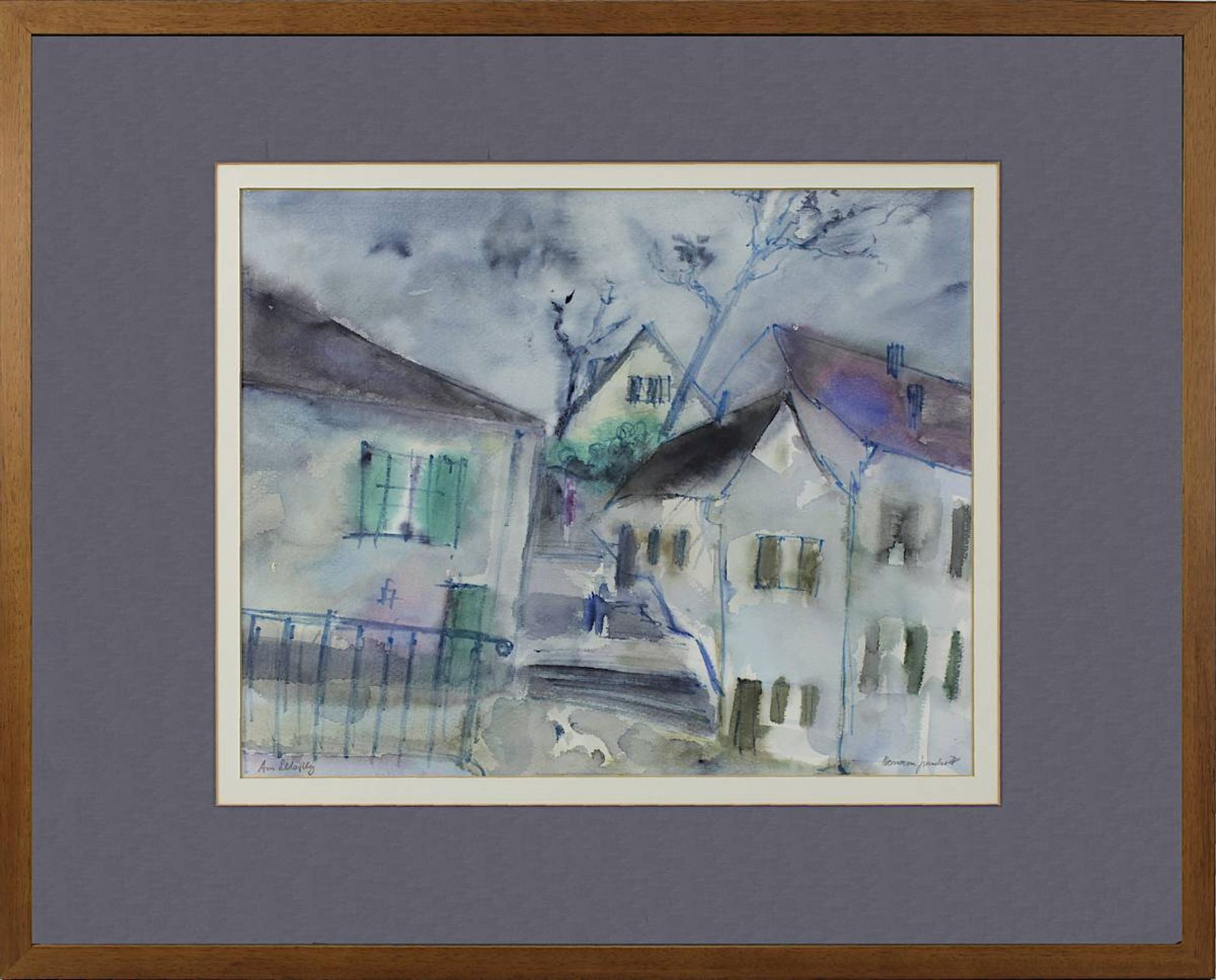 Juncker, Hermann Theophil (geb. Ludwigshafen 1929), Am Schlossberg (in Homburg/Saar), Aquarell, am - Bild 2 aus 2