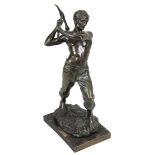 Gamloge, Französischer Bildhauer, Bergarbeiter, Bronzefigur um 1910, vollplastische Figur eines