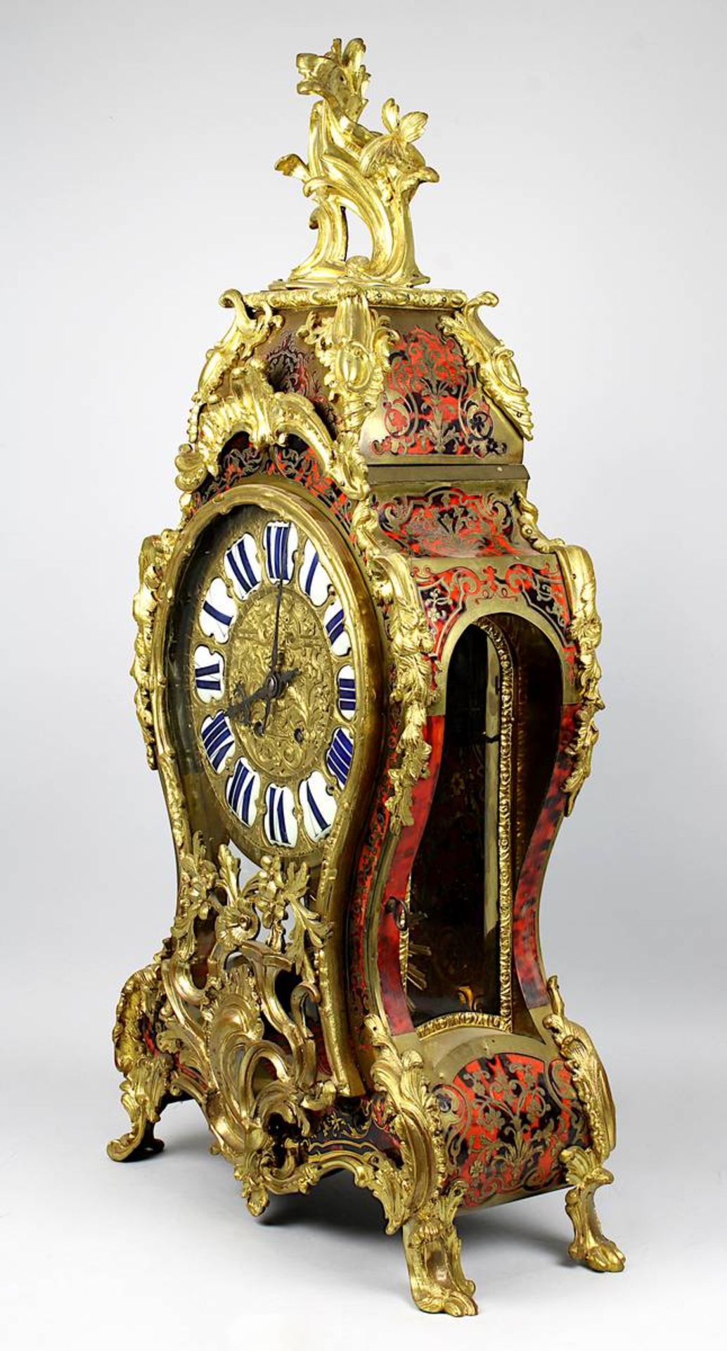 Napoléon III Boulle-Uhr, Frankreich um 1880, Holzgehäuse mit vegetabil ornamentierter Bronze mit - Bild 2 aus 3