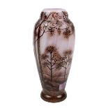 Lamartine Jugendstil-Vase mit Baum und Seenlandschaft, Algerien 1910-20, wohl Zweitniederlassung