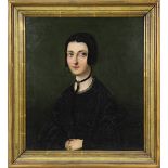 Biedermeier-Portrait einer jungen Frau in Trauerkleidung, deutsch um 1820, fein gemaltes Brustbild